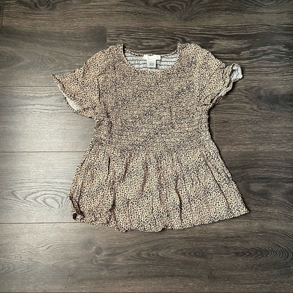 Urban Romantics Leopard Smocked Top